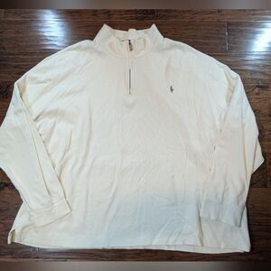 Polo Ralph Lauren Cream Estate Rib Quarter Zip Pullover Big & Tall 3XLT